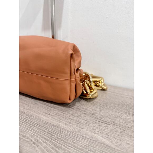 Bottega Veneta Leather Chunky Chain Pouch Shoulder Bag Cognac Brown/Gold - Picture 8 of 13